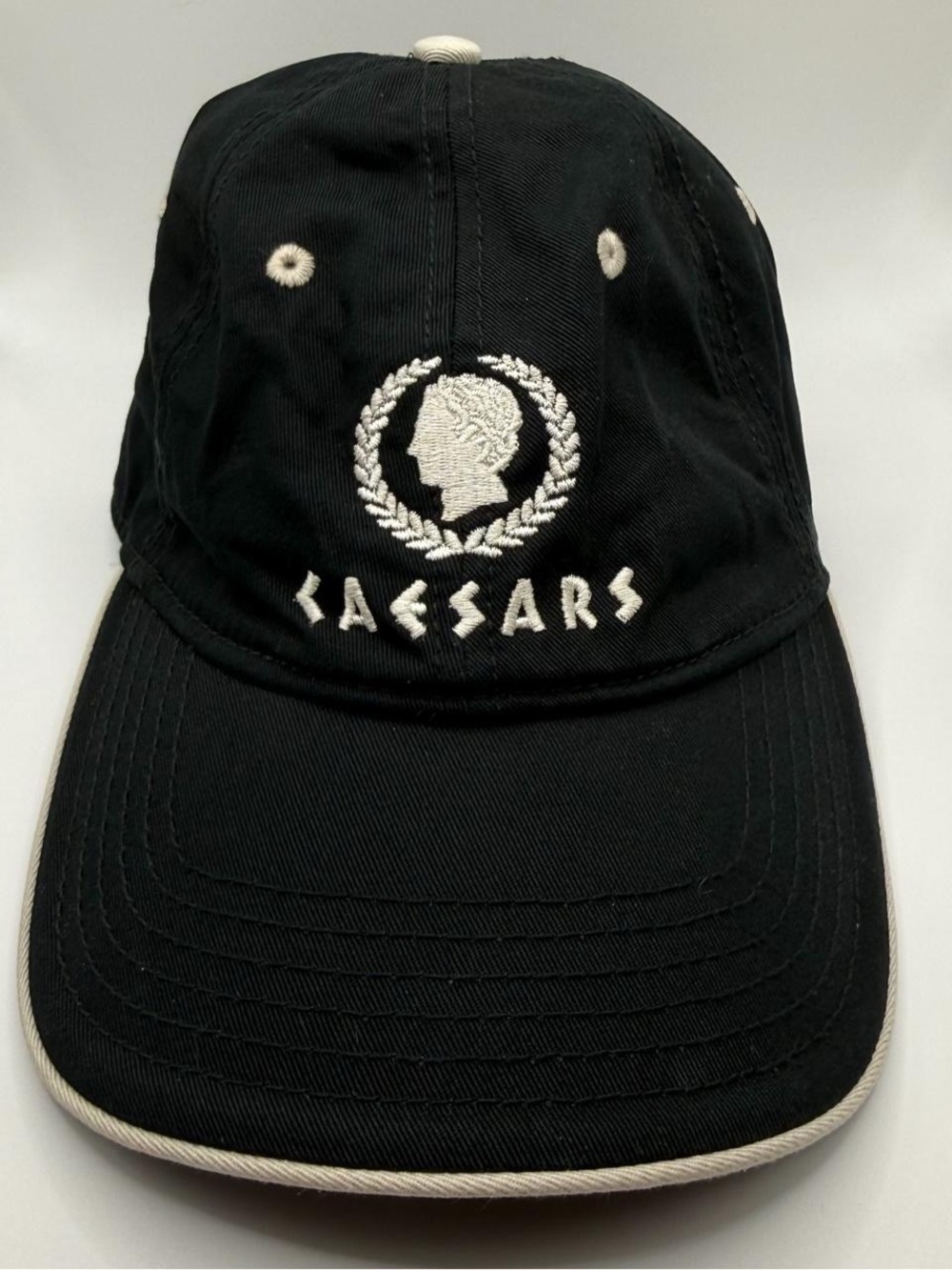 Caesars Black Baseball Cap with White Embroidery